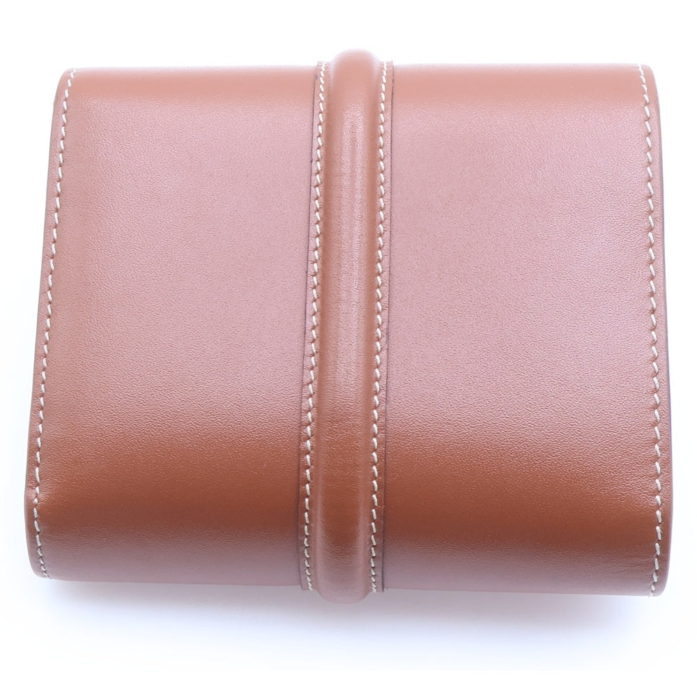 CELINE(セリーヌ) セーズ スモールト トリフォールドウォレット 三つ折り財布 コンパクトウォレット ブラウン キャメル レザー ゴールド金具 レディース