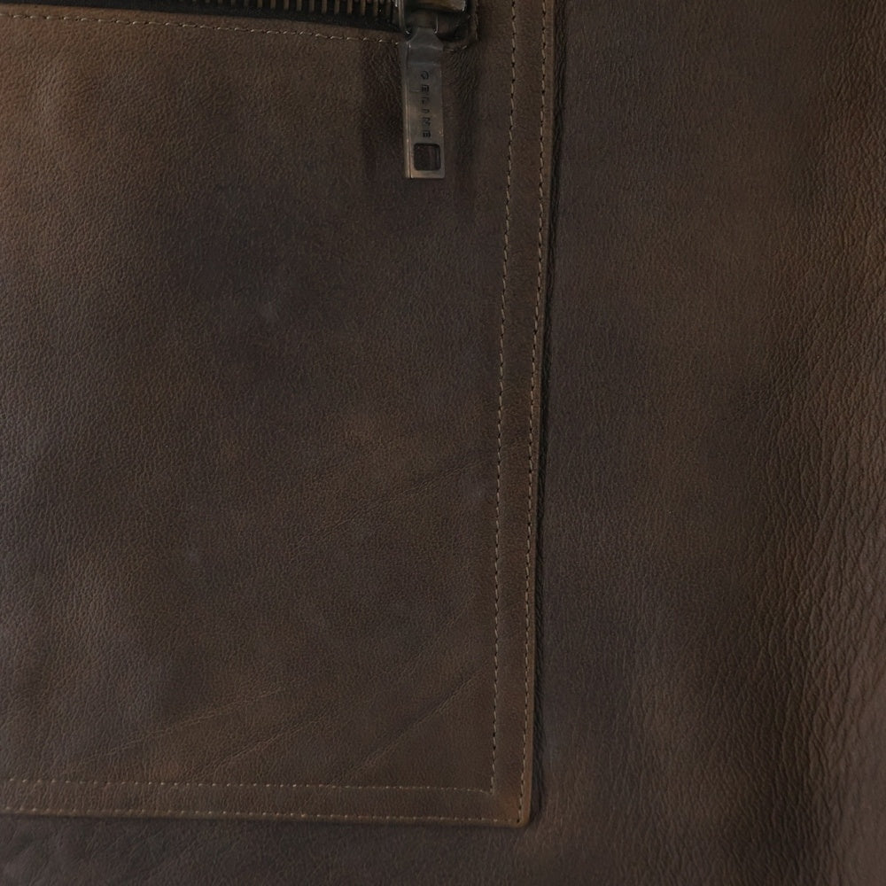 CELINE(セリーヌ) ジップデザイン レザースカート ブラウン レディース