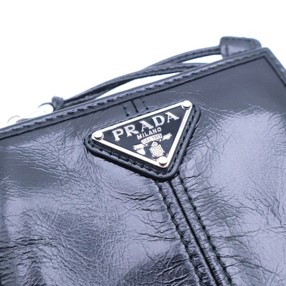 PRADA(プラダ) 二つ折り財布 コンパクトウォレット コインケース 財布 ブラック ソフトルックスレザー 2ML049 シルバー金具