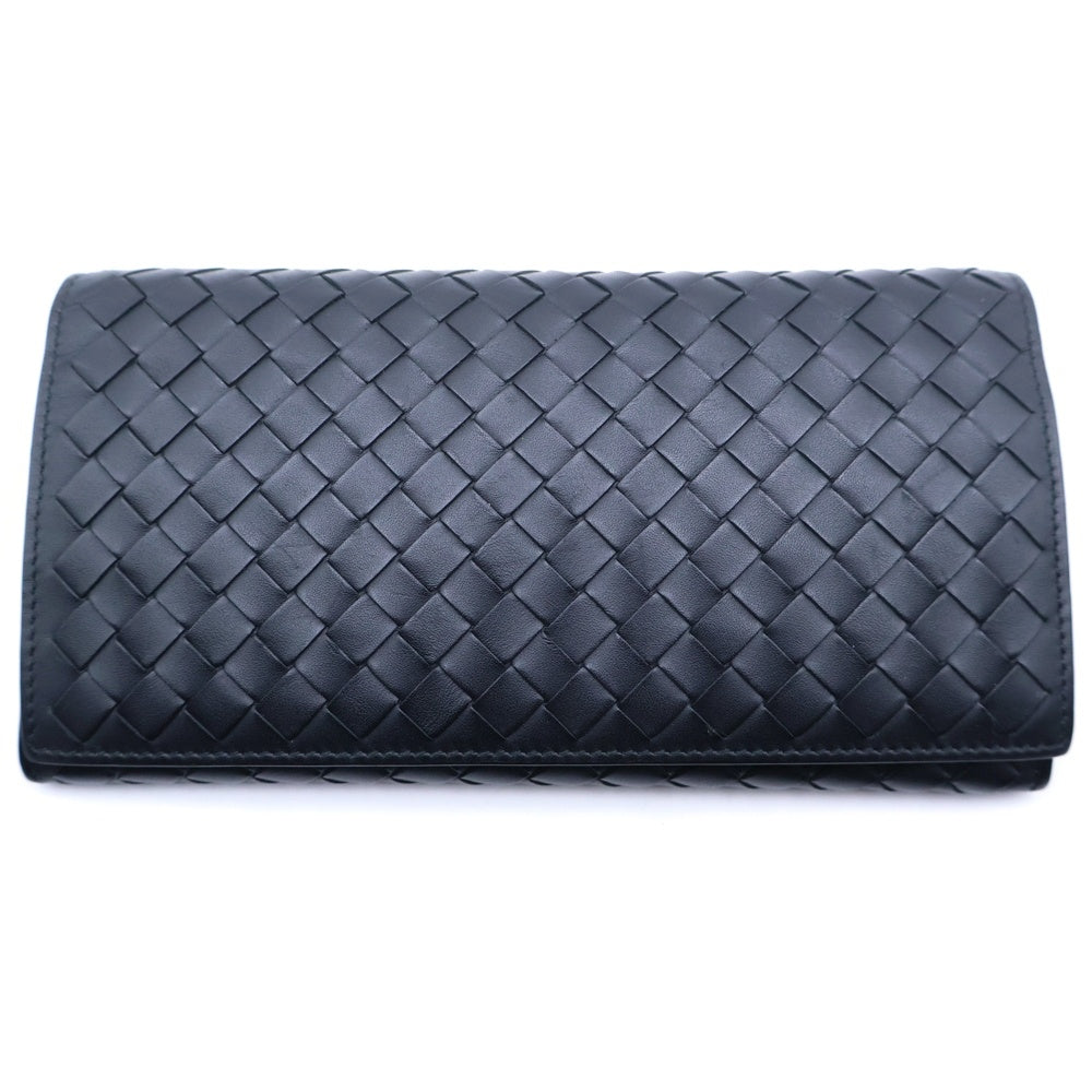 BOTTEGA VENETA(ボッテガヴェネタ) イントレチャート 二つ折り長財布 ロングウォレット カードケース ブラック レザー