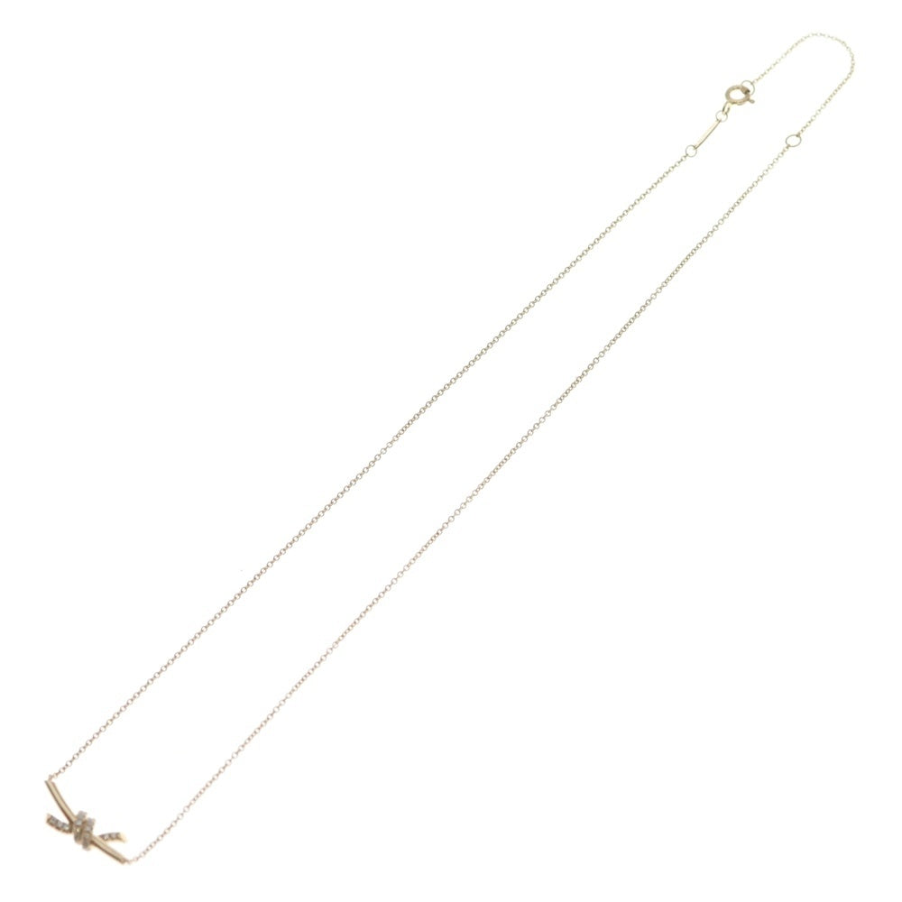 TIFFANY & Co.(ティファニー) ノット ダイヤ ネックレス ペンダント チェーン ピンクゴールド Au750 3.7g