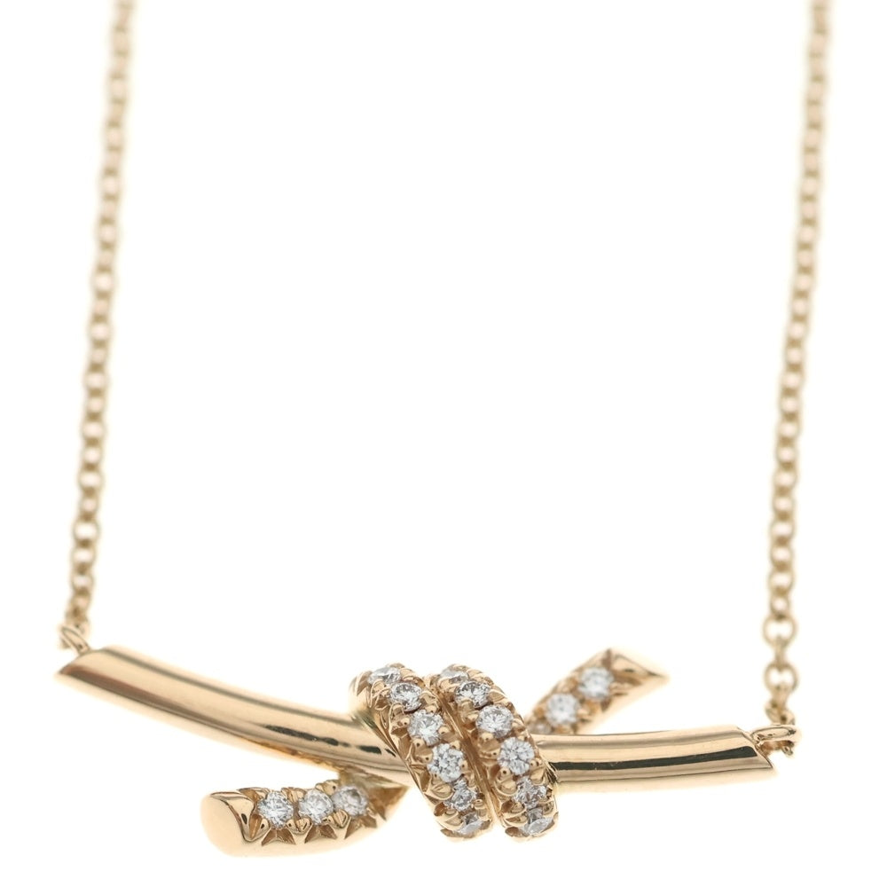 TIFFANY & Co.(ティファニー) ノット ダイヤ ネックレス ペンダント チェーン ピンクゴールド Au750PG