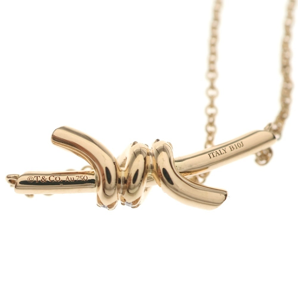 TIFFANY & Co.(ティファニー) ノット ダイヤ ネックレス ペンダント チェーン ピンクゴールド Au750PG