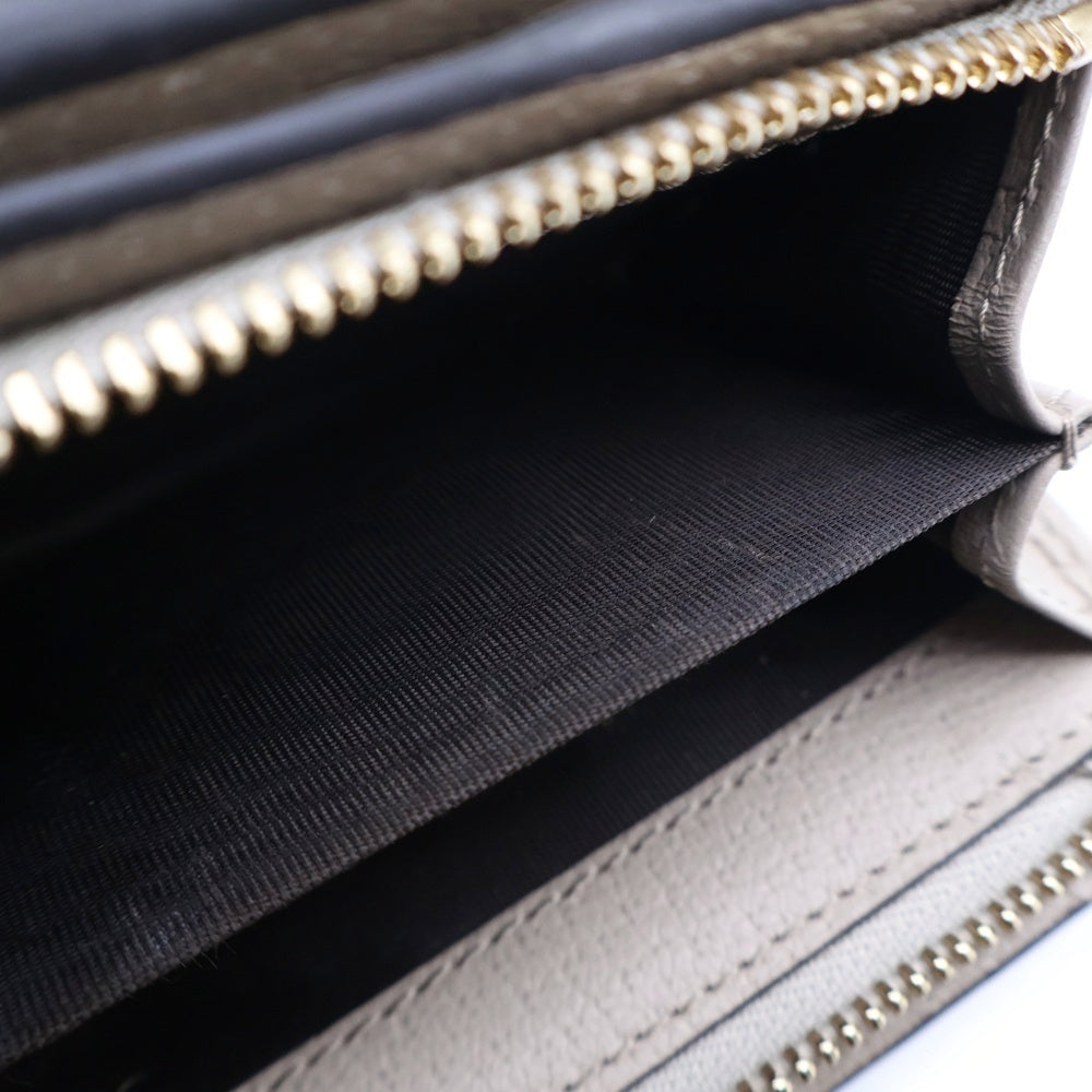 GUCCI(グッチ) オフィディア GGスプリーム カードケース コンパクトウォレット 2つ折り財布 キャンバス ベージュ 8132 ゴールド金具 レディース