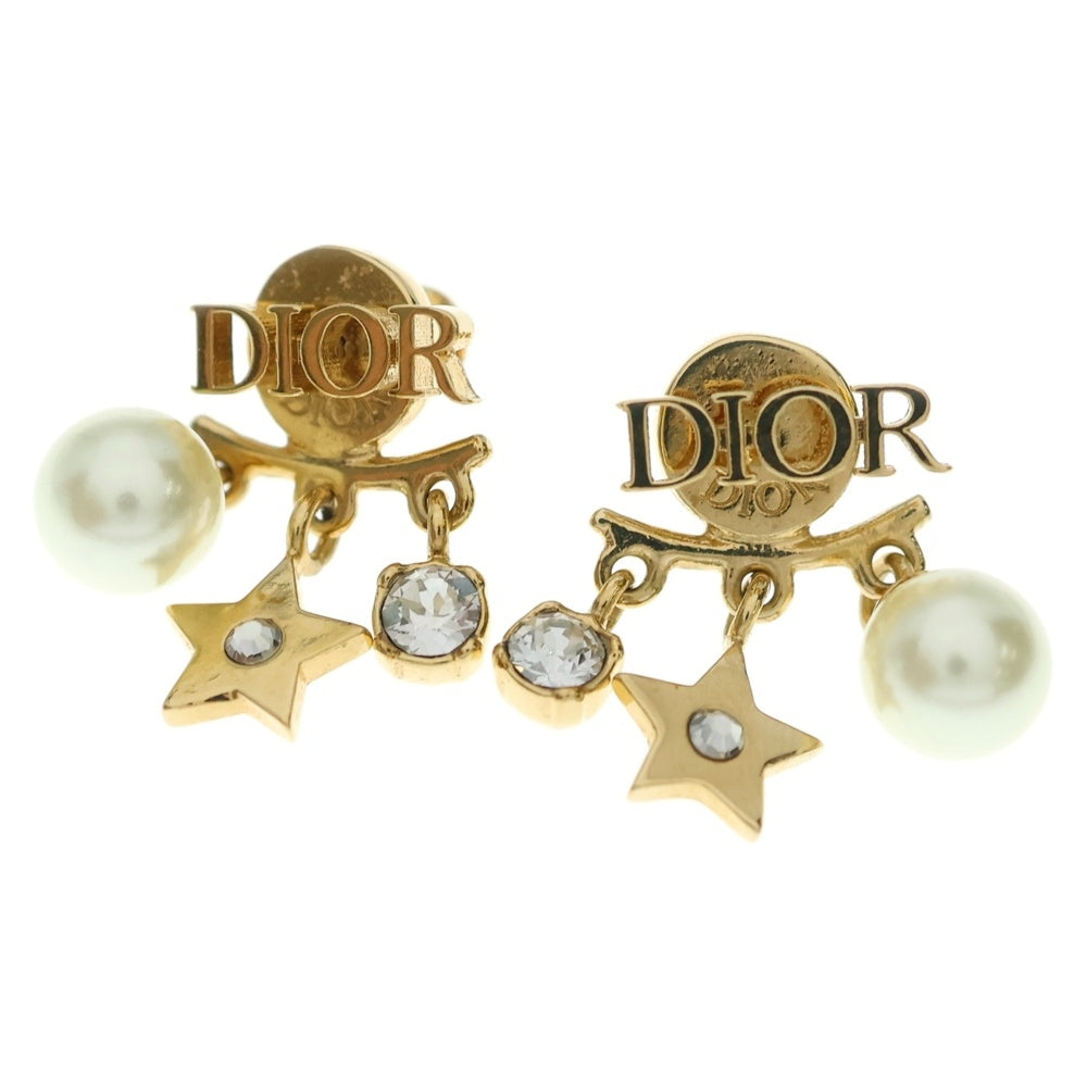 Christian Dior(クリスチャンディオール) ロゴ フェイクパール ピアス ゴールド GP レディース
