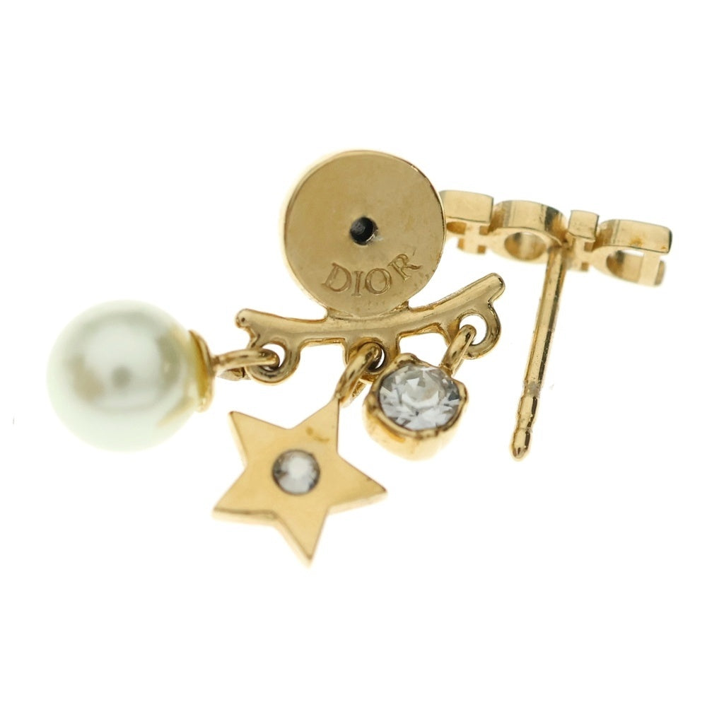 Christian Dior(クリスチャンディオール) ロゴ フェイクパール ピアス ゴールド GP レディース