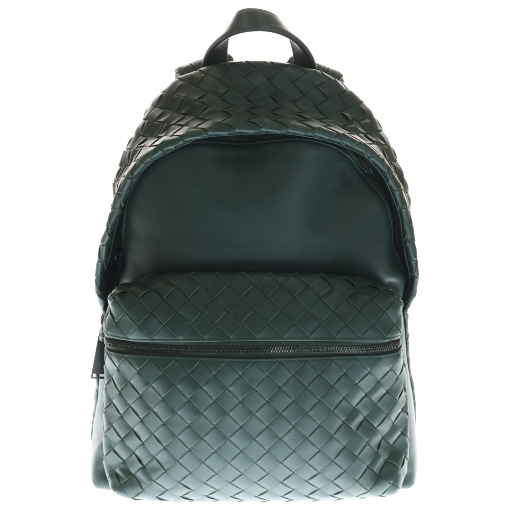 BOTTEGA VENETA(ボッテガヴェネタ) イントレチャート リュックサック バックパック グリーン レザー シルバー金具
