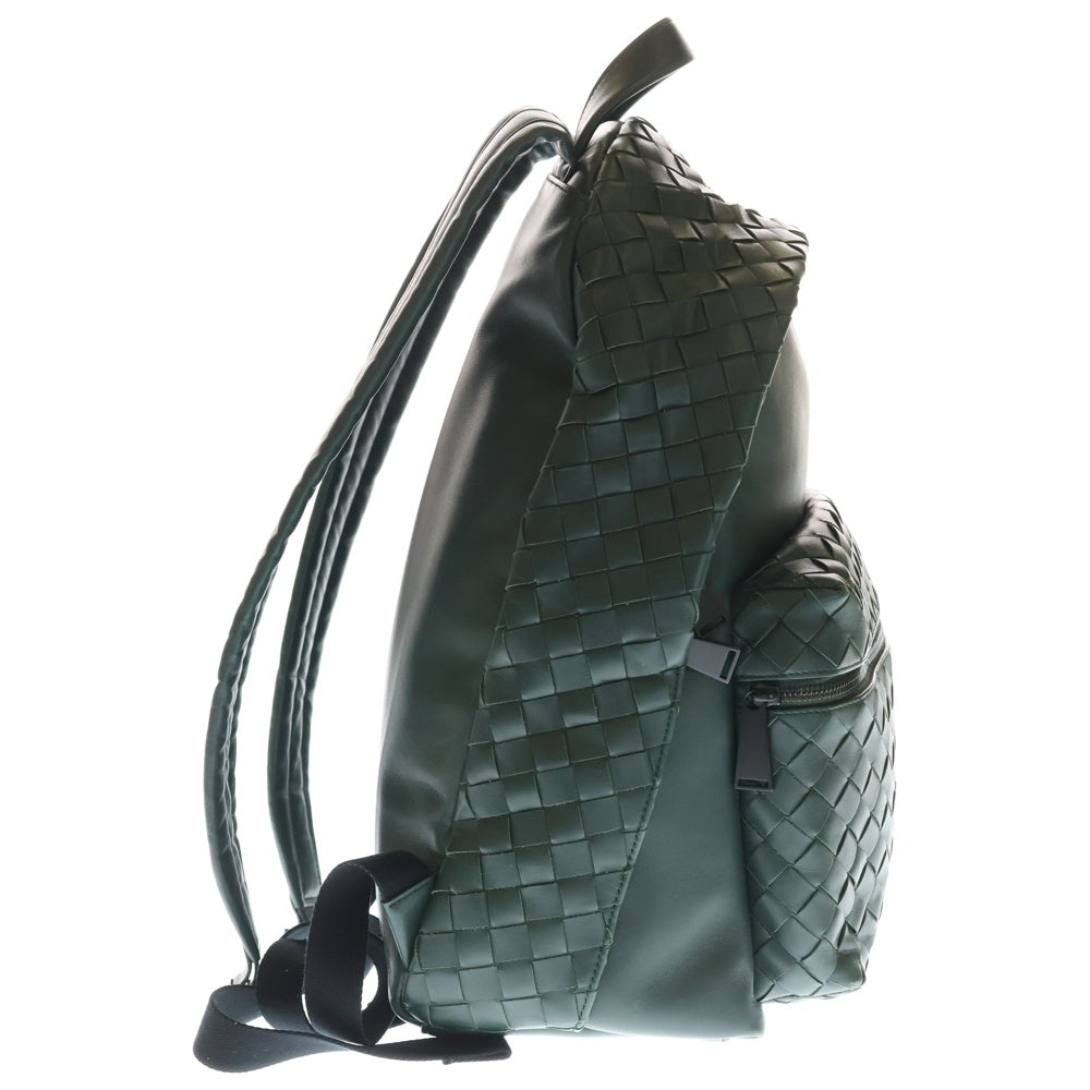 BOTTEGA VENETA(ボッテガヴェネタ) イントレチャート リュックサック バックパック グリーン レザー シルバー金具