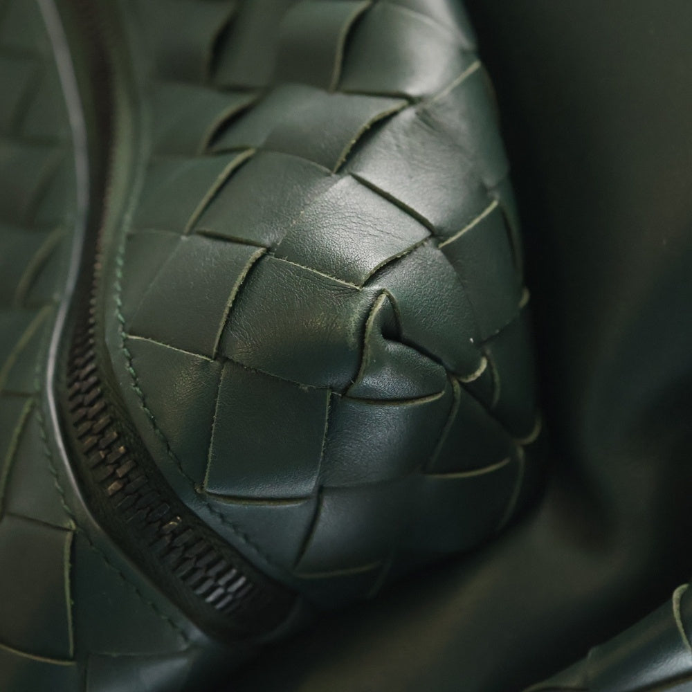 BOTTEGA VENETA(ボッテガヴェネタ) イントレチャート リュックサック バックパック グリーン レザー シルバー金具