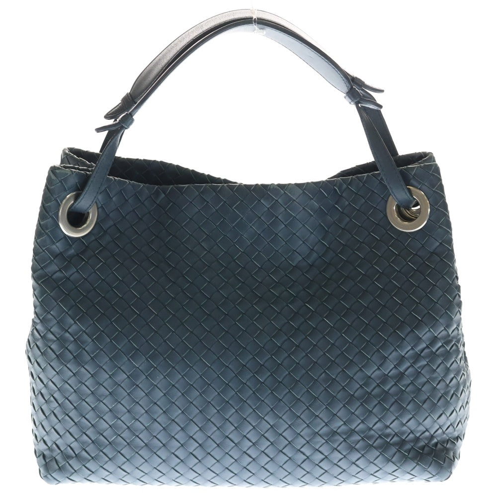BOTTEGA VENETA(ボッテガヴェネタ) イントレチャート トートバッグ ハンドバッグ スモーキーブルー レザー シルバー金具 レディース