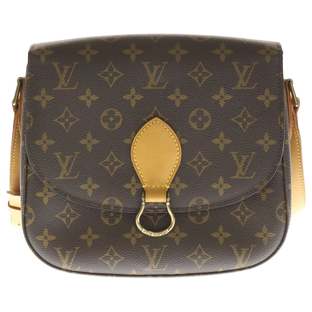 LOUIS VUITTON(ルイヴィトン) モノグラム サンクルーMM ショルダーバッグ ブラウン レザー×PVC M51243 ゴールド金具 レディース