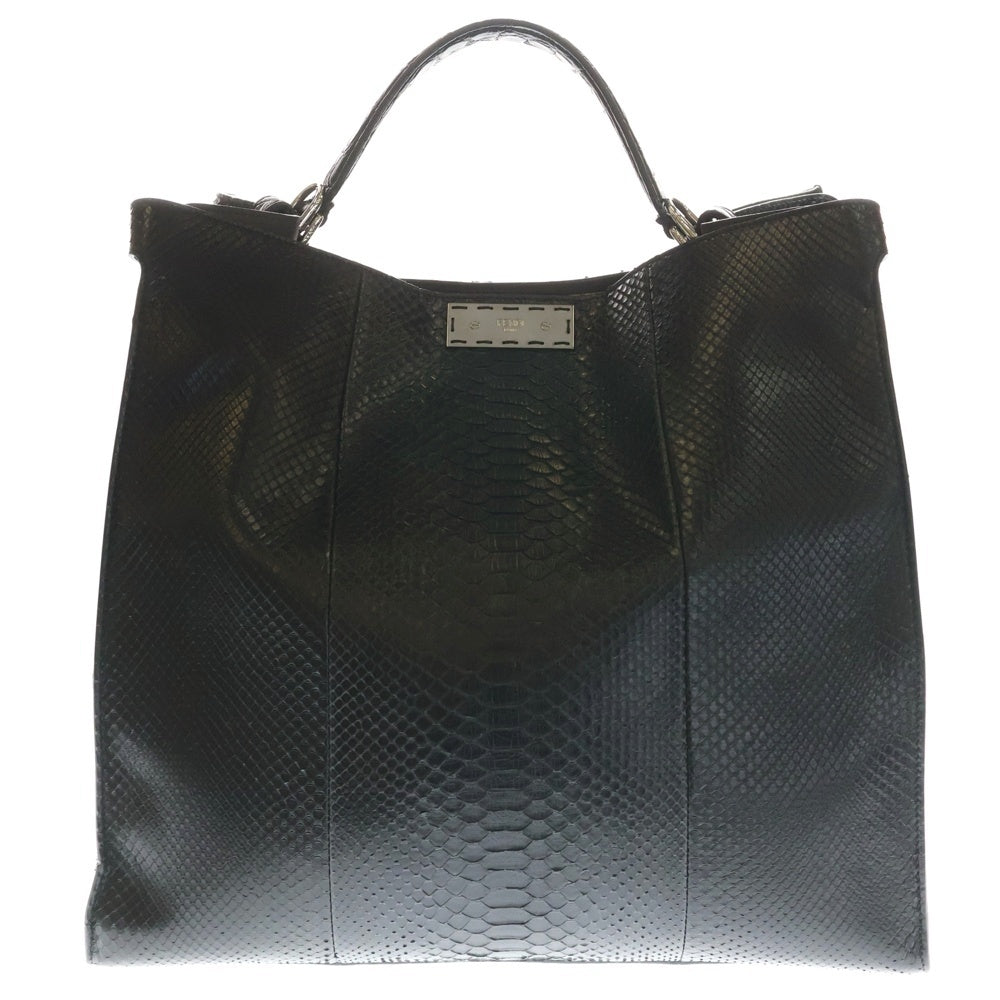 FENDI(フェンディ) ピーカブーエックスライト 2WAYショルダーバッグ トートバッグ ブラック パイソン×クロコダイル シルバー金具