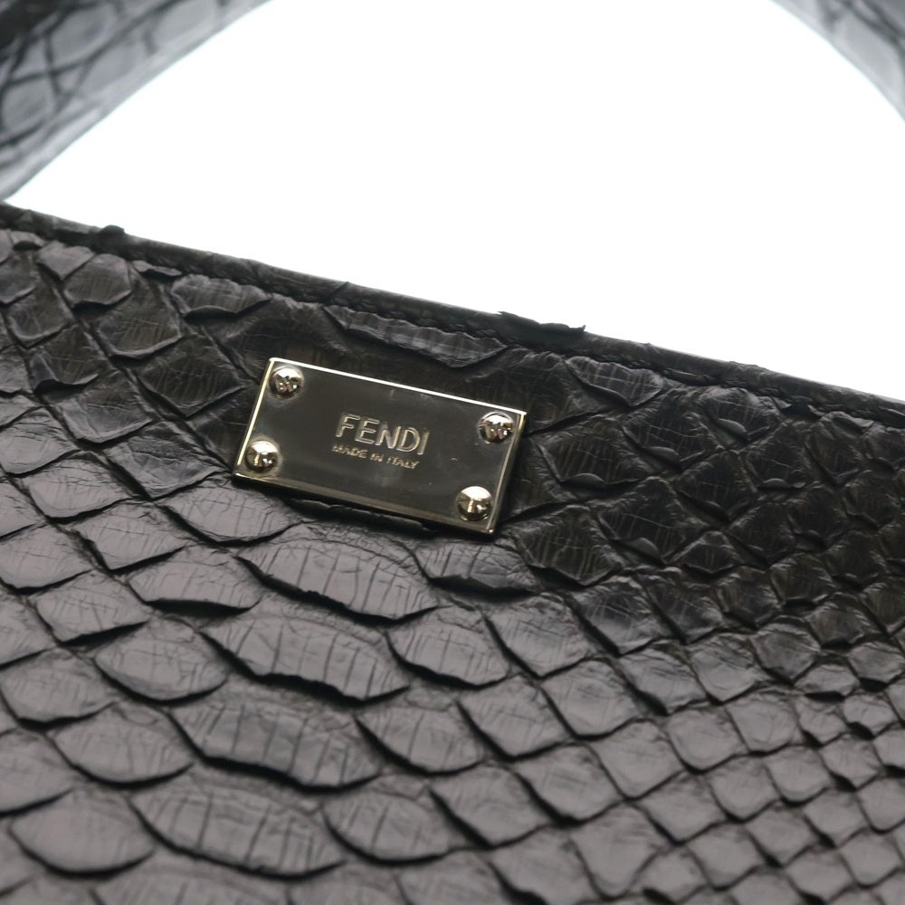 FENDI(フェンディ) ピーカブーエックスライト 2WAYショルダーバッグ トートバッグ ブラック パイソン×クロコダイル シルバー金具