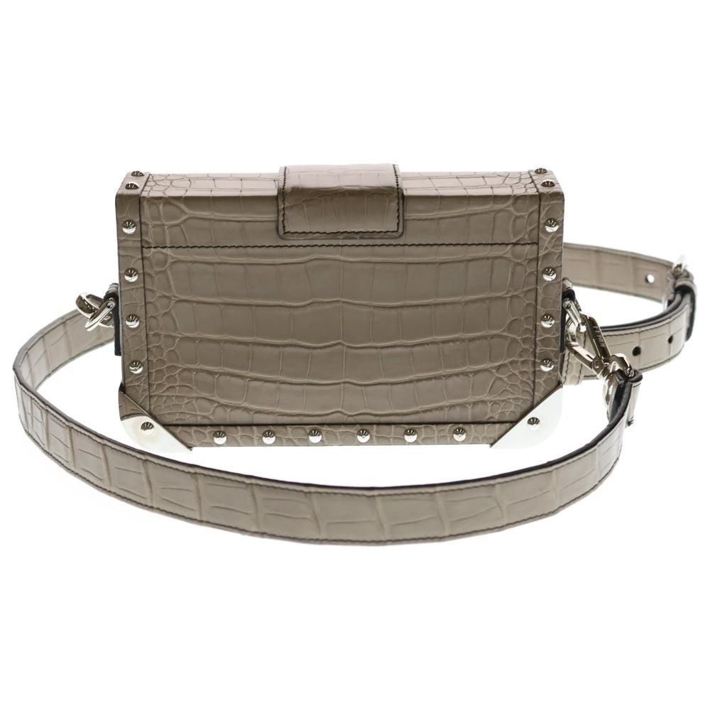 FENDI(フェンディ) バゲットトランクミニ ショルダーバッグ ベージュ グレー クロコ シルバー金具 レディース