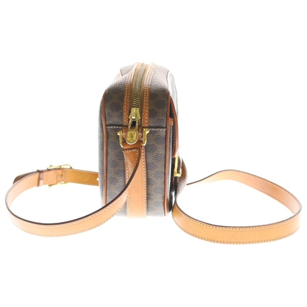 CELINE(セリーヌ) マカダム ショルダーバッグ ミニバッグ ブラウン PVC×レザー ゴールド金具