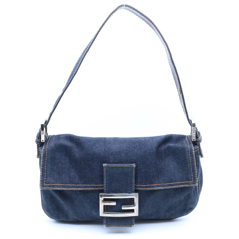 FENDI(フェンディ) マンマバケット ハンドバッグ ワンショルダーバッグ デニム インディゴブルー シルバー金具 レディース