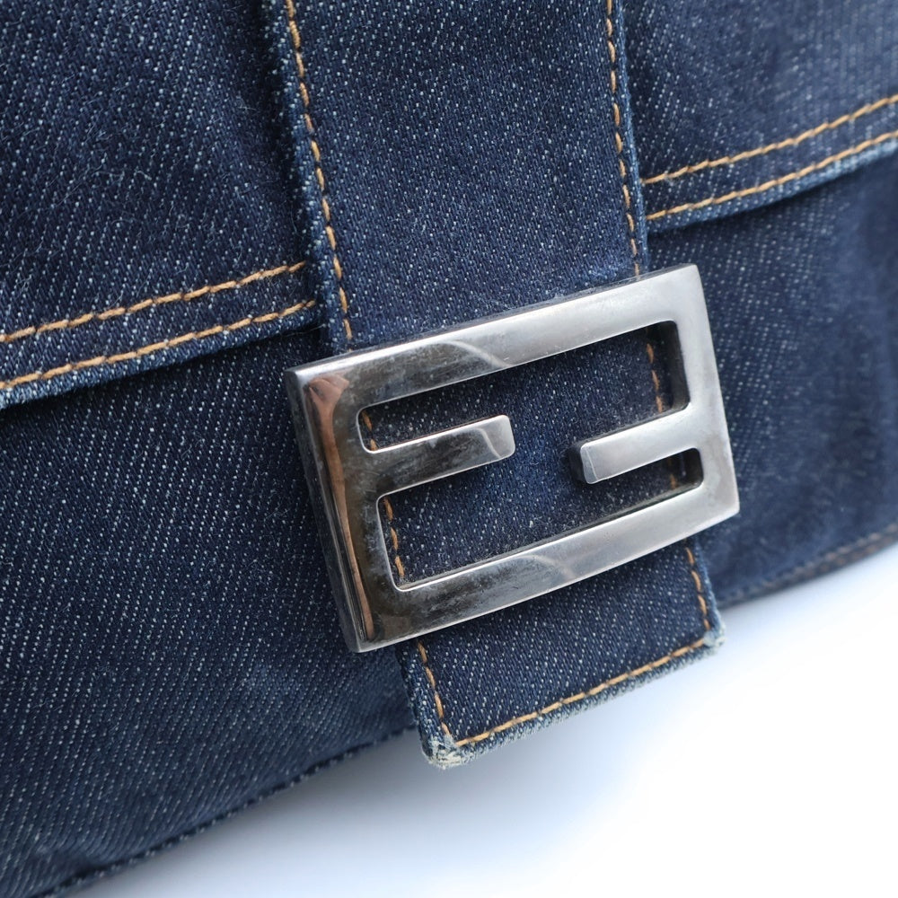 FENDI(フェンディ) マンマバケット ハンドバッグ ワンショルダーバッグ デニム インディゴブルー シルバー金具 レディース