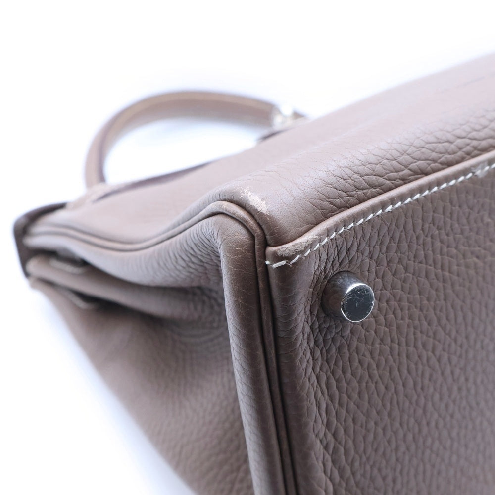 HERMES(エルメス) ケリー28 内縫い エトゥープ トリヨンクレマンス ハンドバッグ ショルダーバッグ シルバー金具 □J刻印 レディース