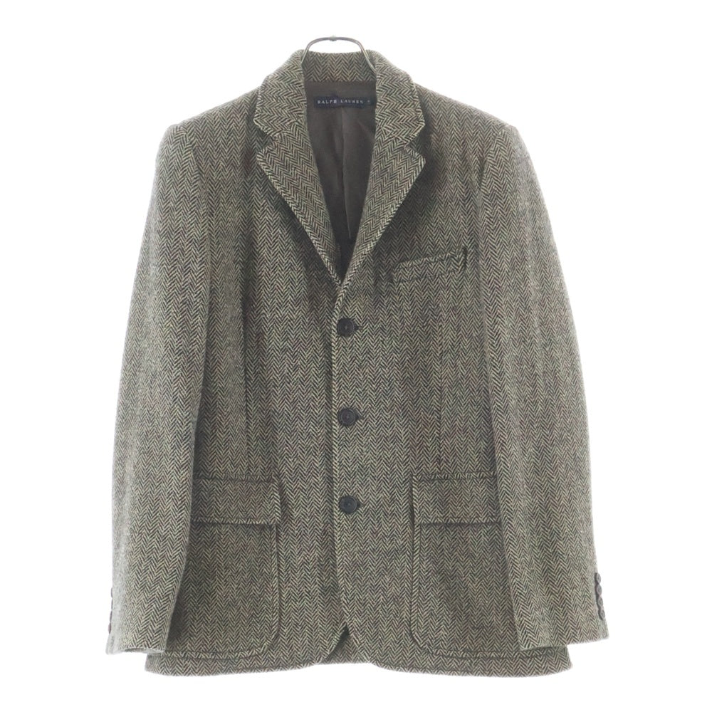 RALPH LAUREN(ラルフローレン) カシミヤ混 ウール ヘリンボーン 3B テーラードジャケット ベージュ