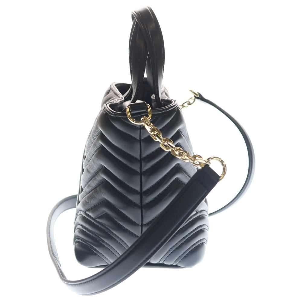 GUCCI(グッチ) GGマーモント スモールトートバッグ ハンドバッグ ショルダーバッグ ブラック レザー 847386 ゴールド金具 レディース