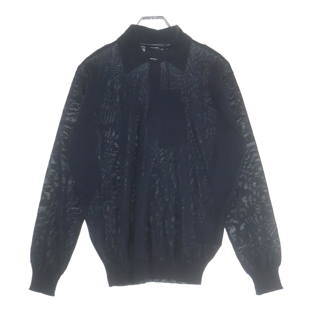 PRADA(プラダ) シルク コットン ニット 長袖ポロシャツ ネイビー DNA02S レディース