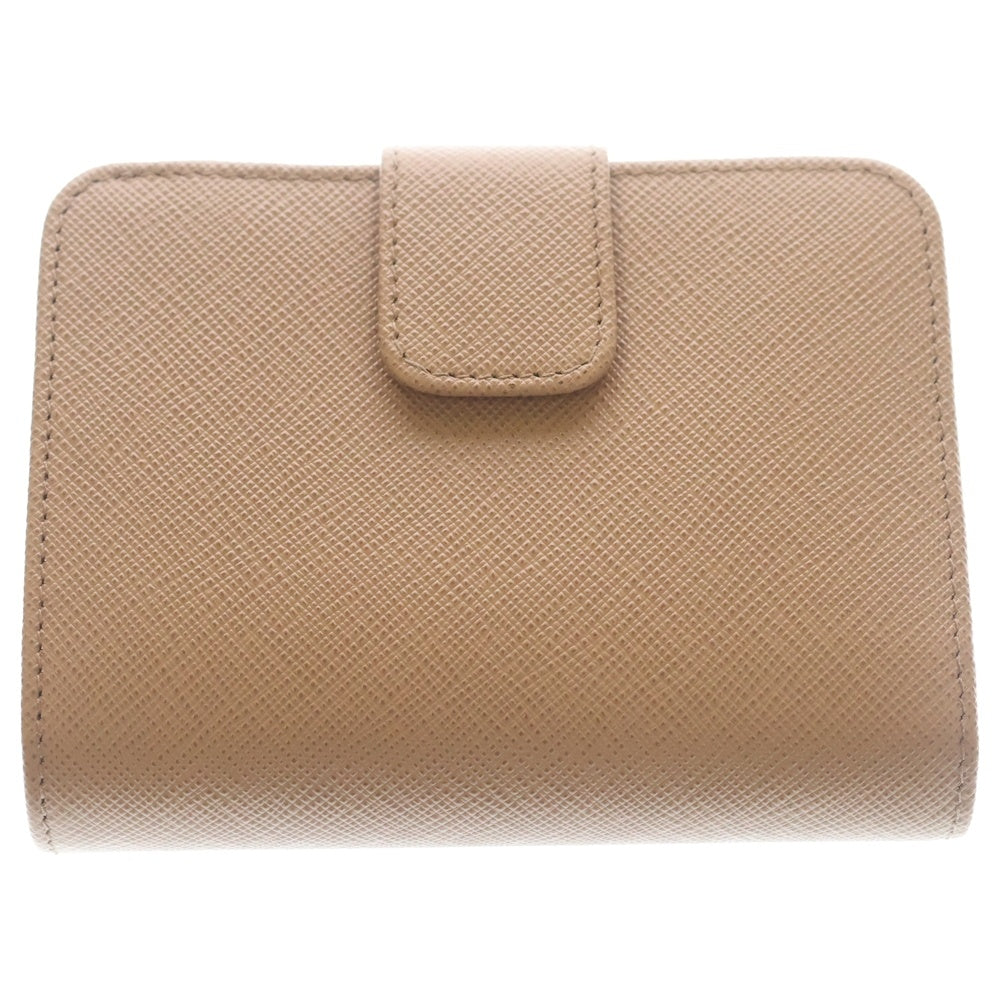 PRADA(プラダ) サフィアーノ コンパクトウォレット 二つ折り財布 コインケース レザー ピンクベージュ 1ML018 ゴールド金具 レディース