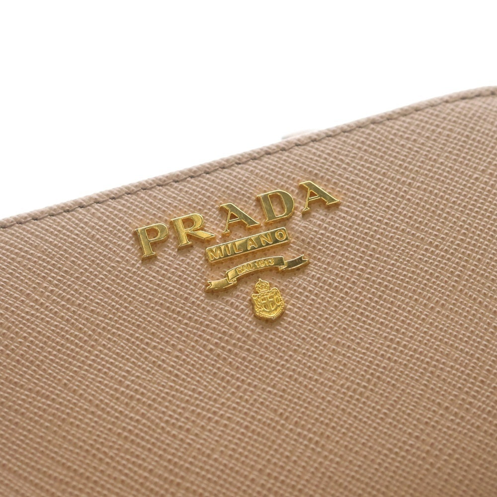 PRADA(プラダ) サフィアーノ コンパクトウォレット 二つ折り財布 コインケース レザー ピンクベージュ 1ML018 ゴールド金具 レディース