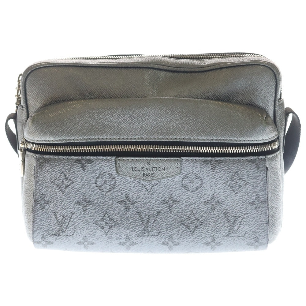 LOUIS VUITTON(ルイヴィトン) タイガラマ アウトドア メッセンジャー ショルダーバッグ ダークシルバー レザー×PVC M30830 シルバー金具 レディース