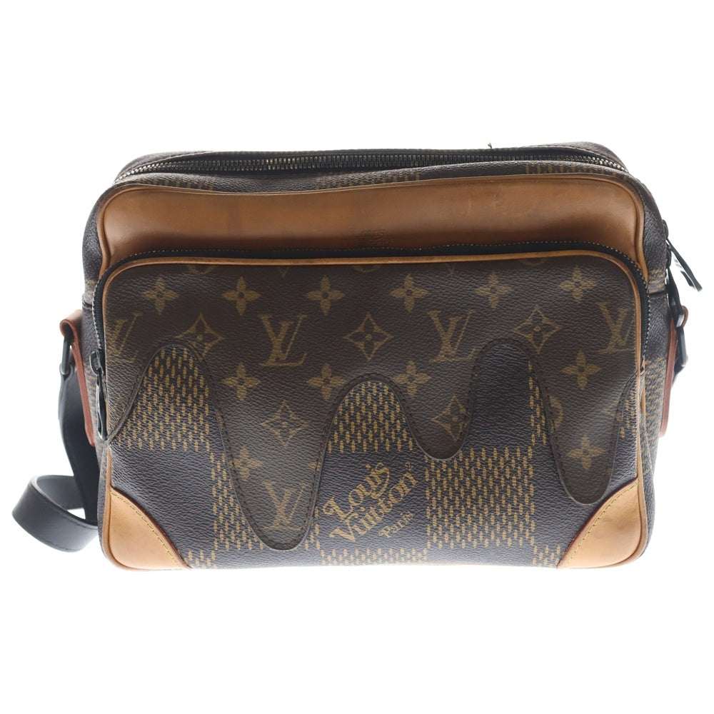 LOUIS VUITTON(ルイヴィトン) ダミエジャイアント ナイルメッセンジャーPM ショルダーバッグ ブラウン レザー×PVC N40359 ブラック金具 レディース