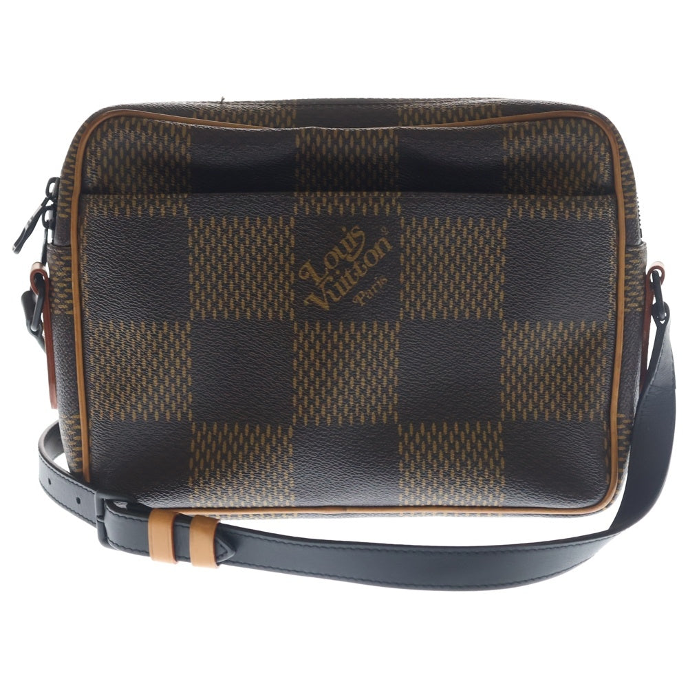 LOUIS VUITTON(ルイヴィトン) ダミエジャイアント ナイルメッセンジャーPM ショルダーバッグ ブラウン レザー×PVC N40359 ブラック金具 レディース