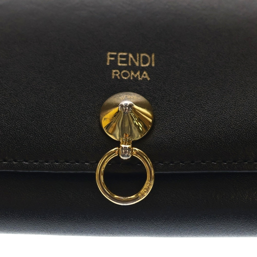 FENDI(フェンディ) バイザウェイ コンチネンタルウォレット ロングウォレット カードケース 長財布 ブラック レザー ゴールド金具 レディース