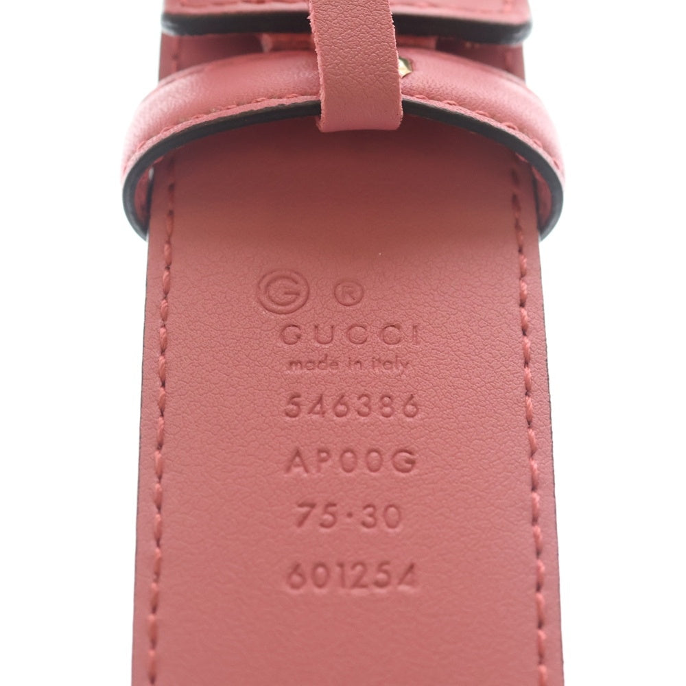GUCCI(グッチ) インターロッキングG レザーベルト ピンク 546386 ゴールド金具 レディース