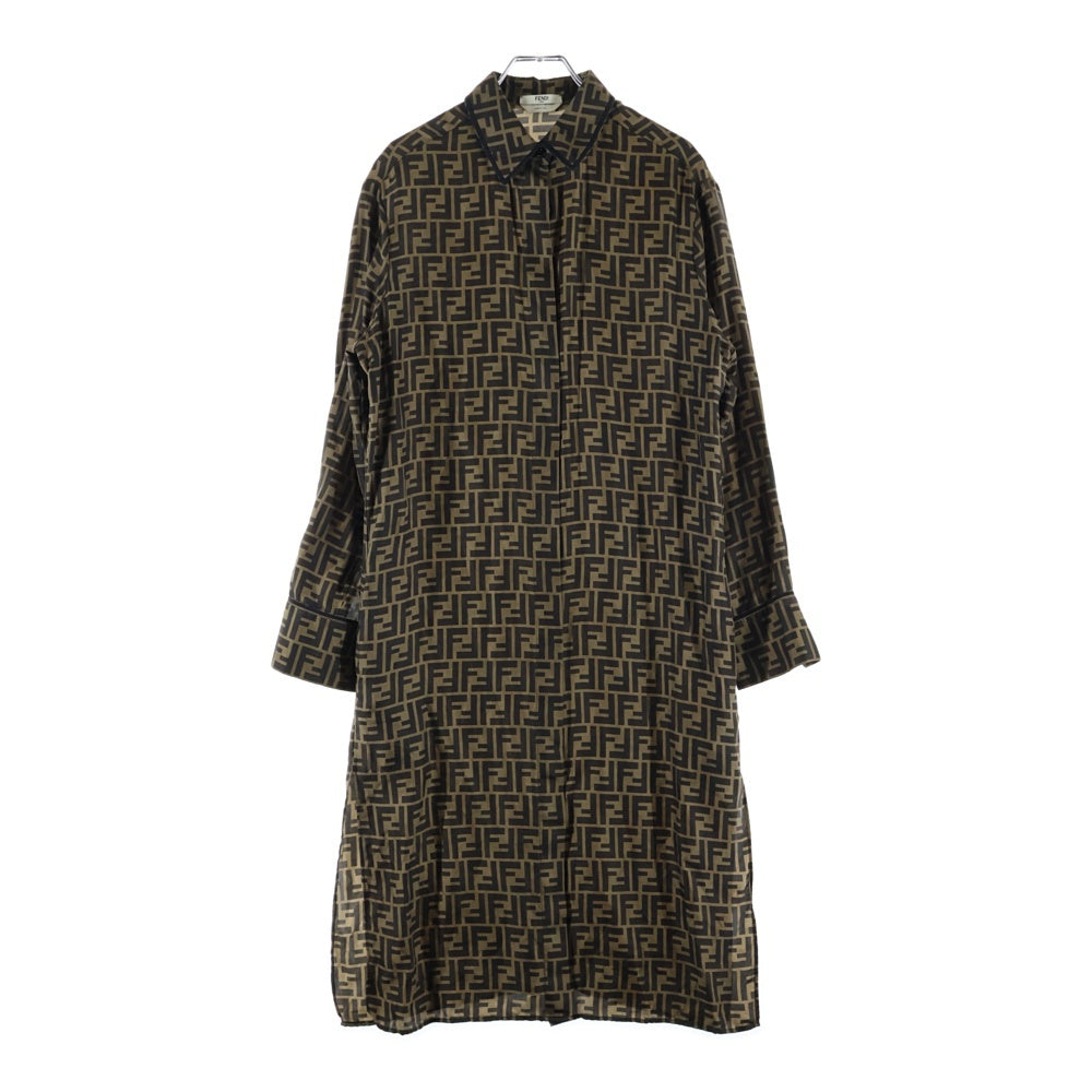 FENDI(フェンディ) ズッカ柄 シャツワンピース ブラウン レディース
