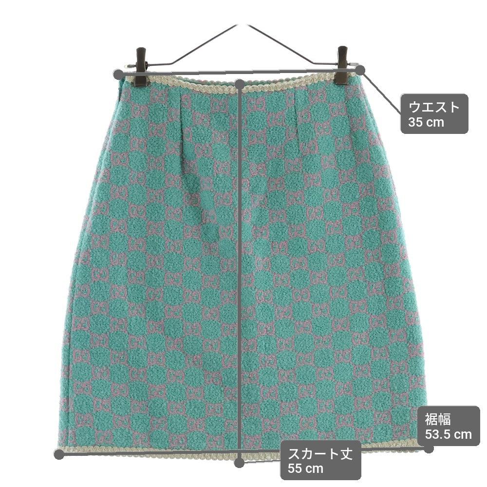 GUCCI(グッチ) スカート GGジャガード グリーン×ピンク コットン 584858 レディース