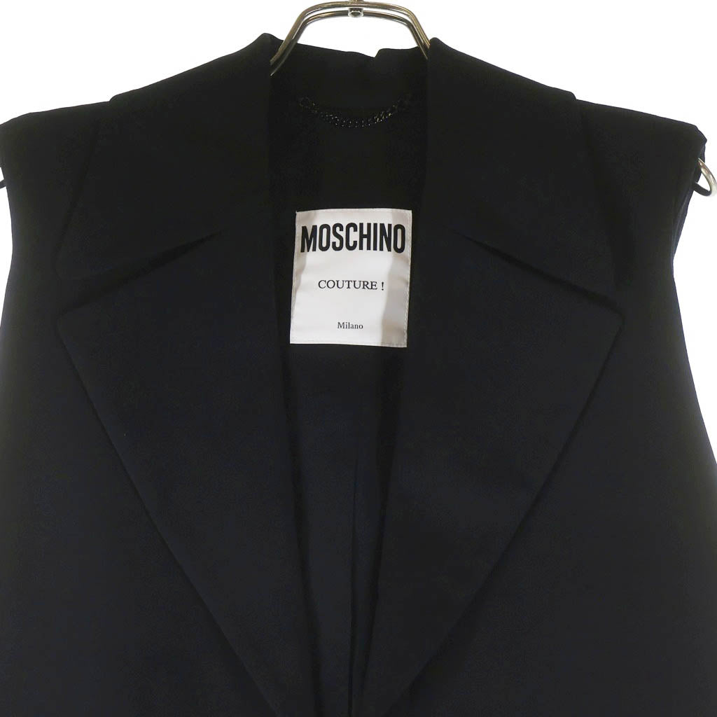 MOSCHINO(モスキーノ) ロングベスト ノースリーブ ブラック GD金具 241EJ10010520 レディース