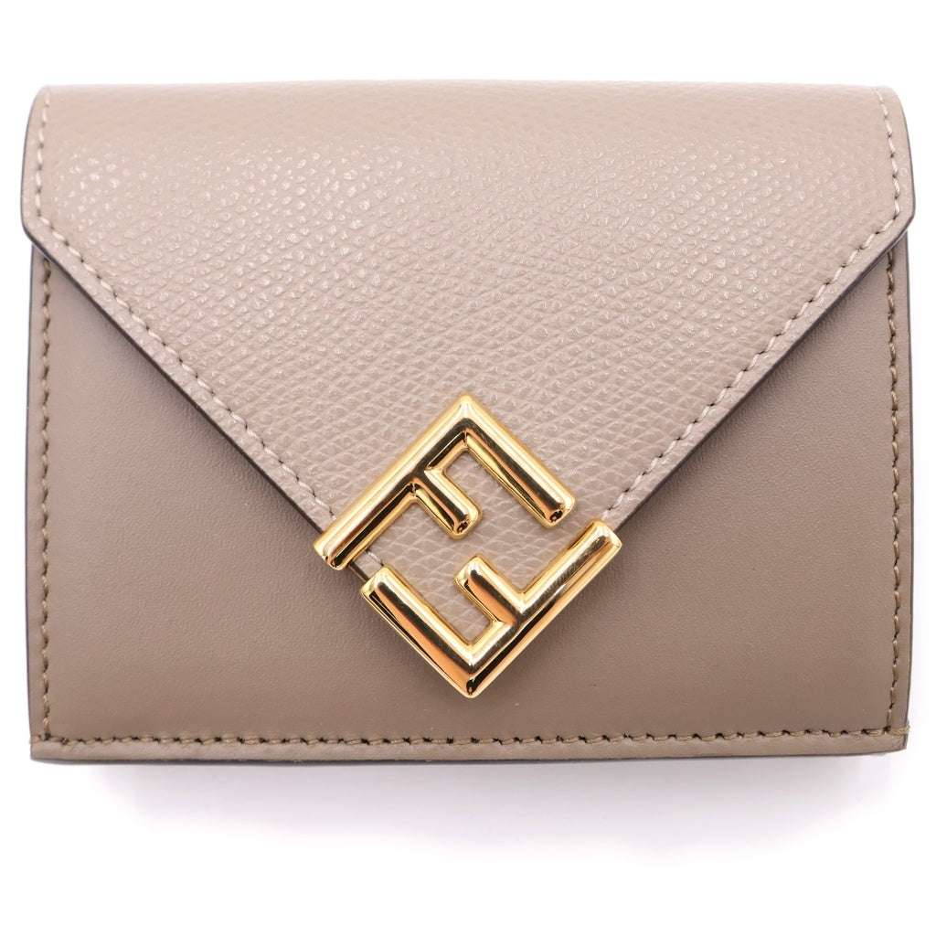 FENDI(フェンディ) Fダイヤモンド トリフォールドウォレット 三つ折り財布 グレー レザー 8M0480 レディース
