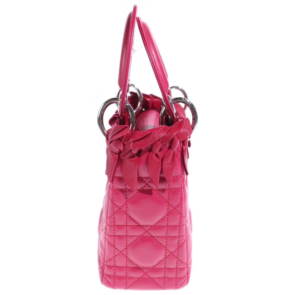 Christian Dior(クリスチャンディオール) レディディオール カナージュ ミニ ハンドバッグ ショルダーバッグ ピンク レザー シルバー金具 レディース