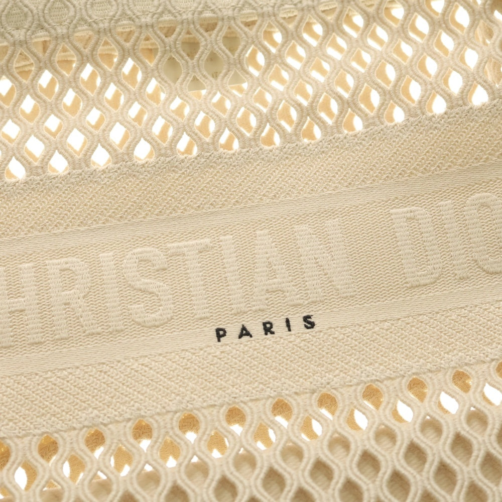 Christian Dior(クリスチャンディオール) ブックトート ハンドバッグ ミディアム メッシュ アイボリー クリーム キャンバス 50-MA-1210 レディース