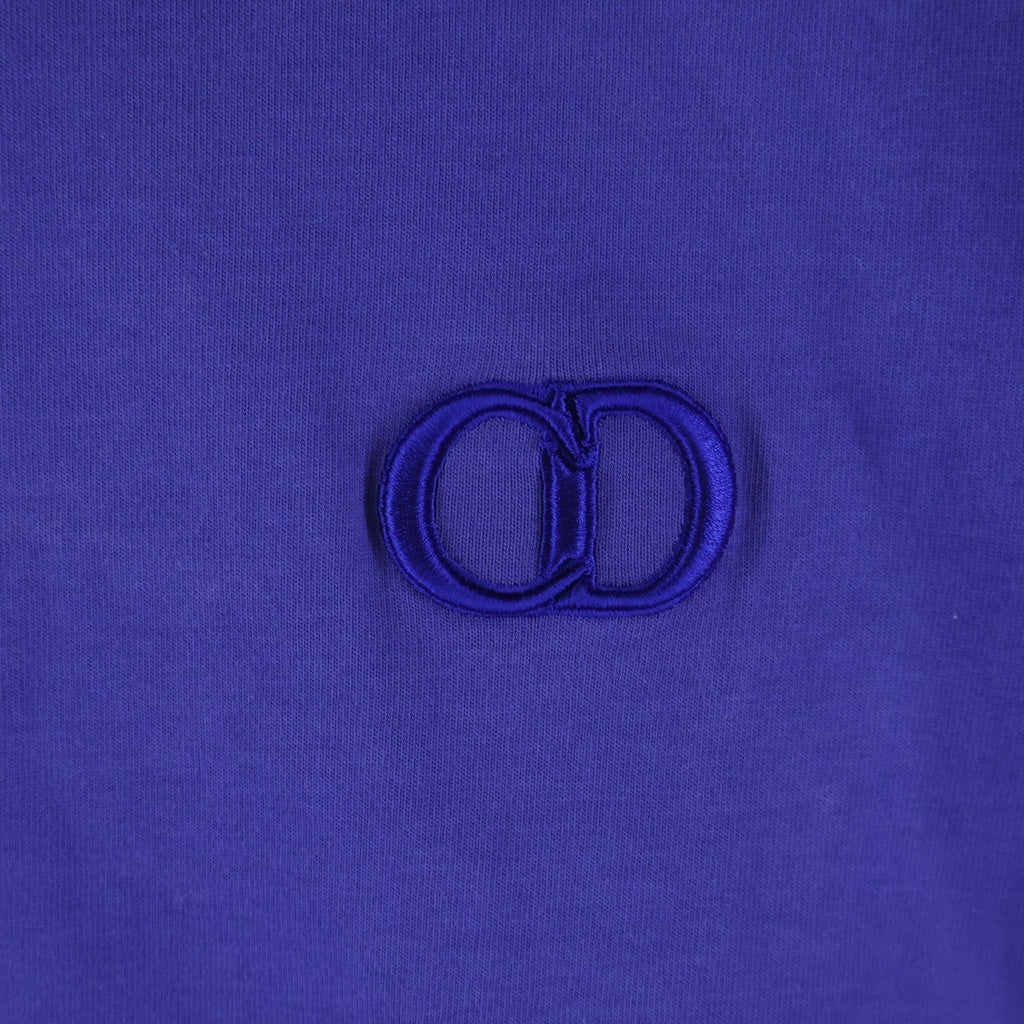Christian Dior(クリスチャンディオール) CDロゴ刺繍 クルーネック 半袖Tシャツ カットソー ブルー 943J605A0554 レディース
