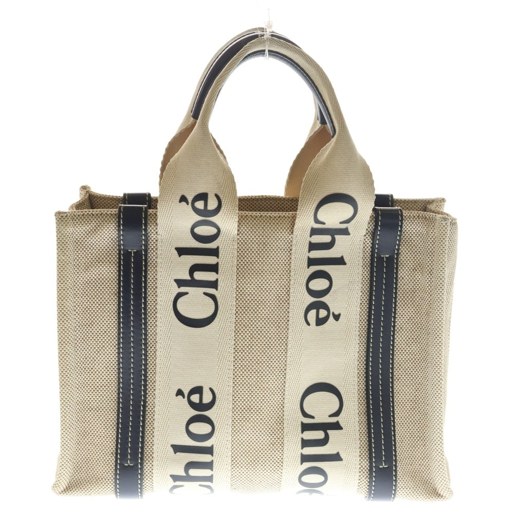 Chloe(クロエ) ウッディ ミニ ハンドバッグ ミニバッグ ベージュ×ブラック レザー×キャンバス レディース