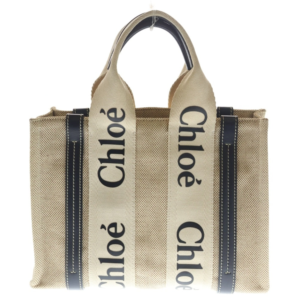Chloe(クロエ) ウッディ ミニ ハンドバッグ ミニバッグ ベージュ×ブラック レザー×キャンバス レディース