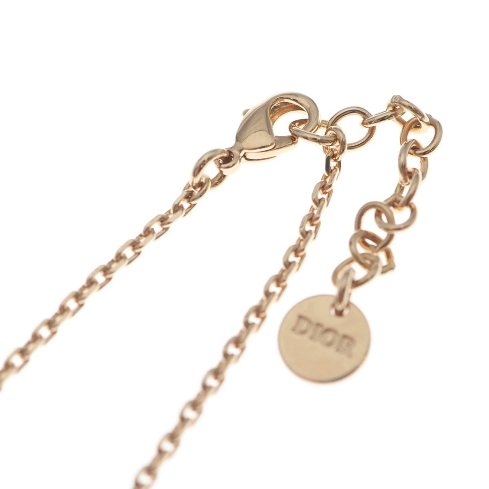 Christian Dior(クリスチャンディオール) CDロゴ ラインストーン ハート ネックレス ペンダント チェーン ピンク×ピンクゴールド レディース