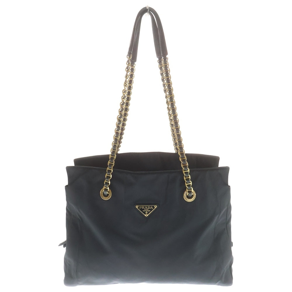 PRADA(プラダ) チェーントートバッグ ハンドバッグ チェーンバッグ ブラック テスート ゴールド金具 レディース