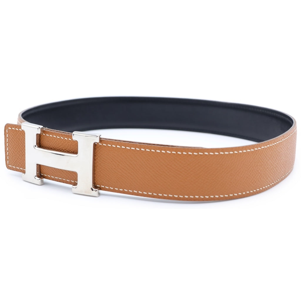 HERMES(エルメス) コンスタンス ベルト ブラウン×ブラック ボックスカーフ シルバー金具 #65 □D刻印 レディース
