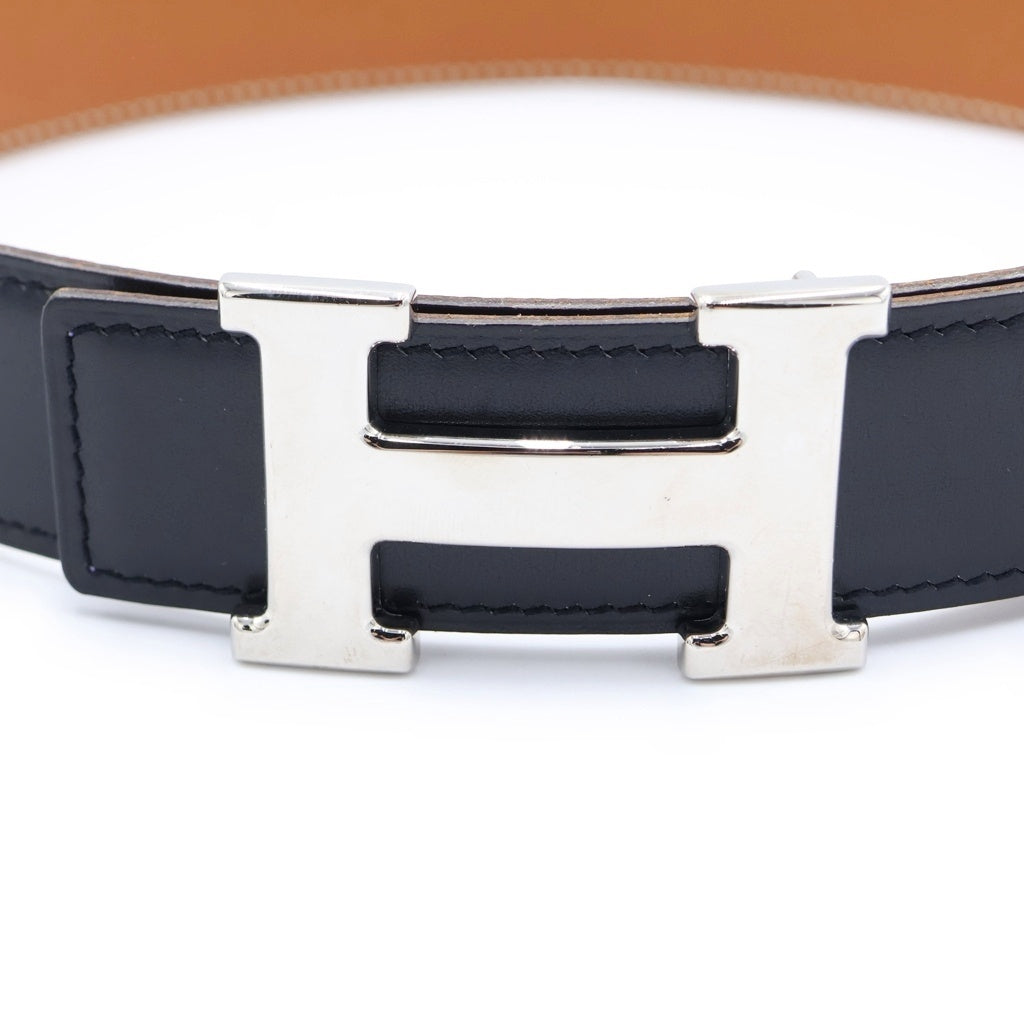 HERMES(エルメス) コンスタンス ベルト ブラウン×ブラック ボックスカーフ シルバー金具 #65 □D刻印 レディース