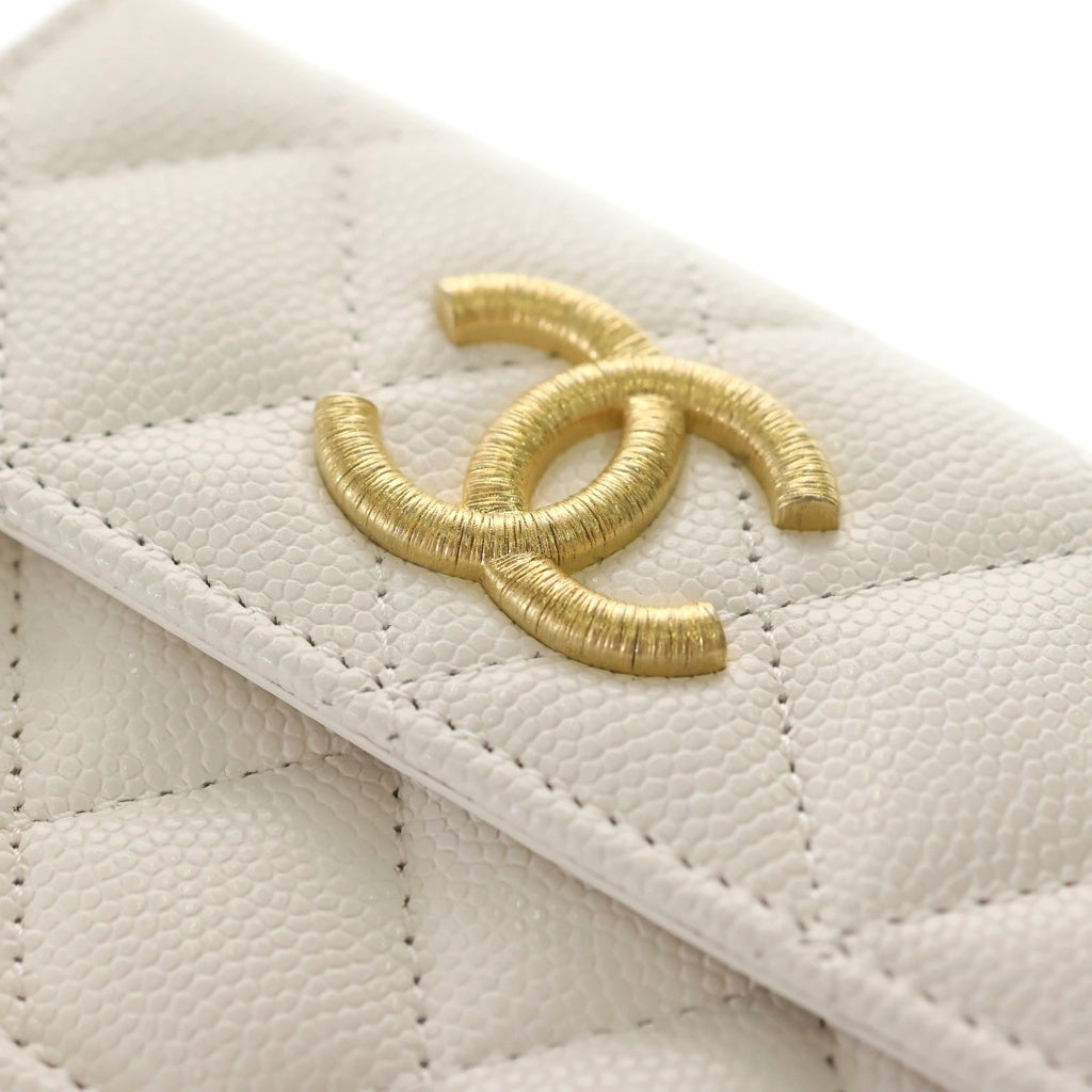 CHANEL(シャネル) 23AW ココマーク マトラッセ スモールフラップ コンパクトウォレット 三つ折り財布 ホワイトピンク AP3518 シール レディース