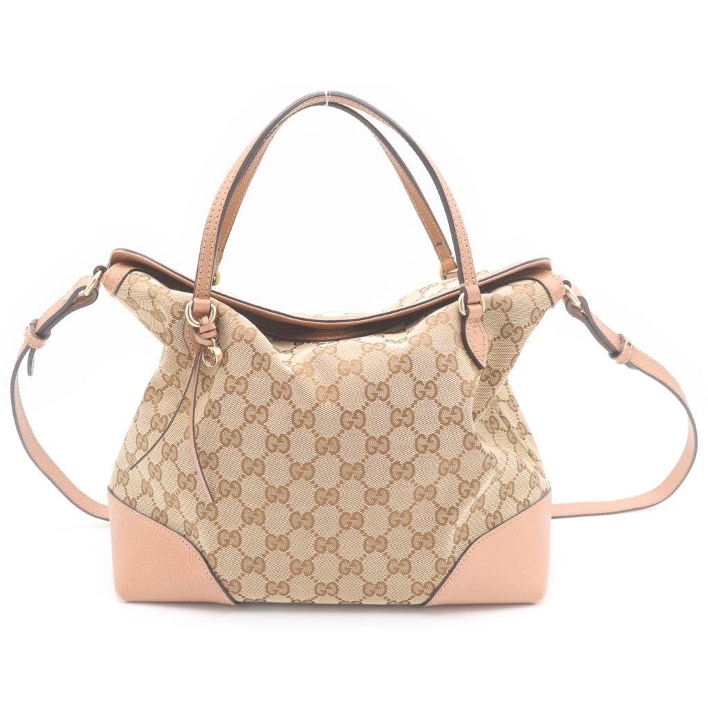 GUCCI(グッチ) GGキャンバス ショルダーバッグ ハンドバッグ 2WAYバッグ ベージュ×ピンク キャンバス×レザー 353120 ゴールド金具 レディース