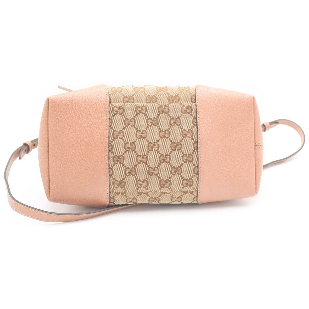 GUCCI(グッチ) GGキャンバス ショルダーバッグ ハンドバッグ 2WAYバッグ ベージュ×ピンク キャンバス×レザー 353120 ゴールド金具 レディース