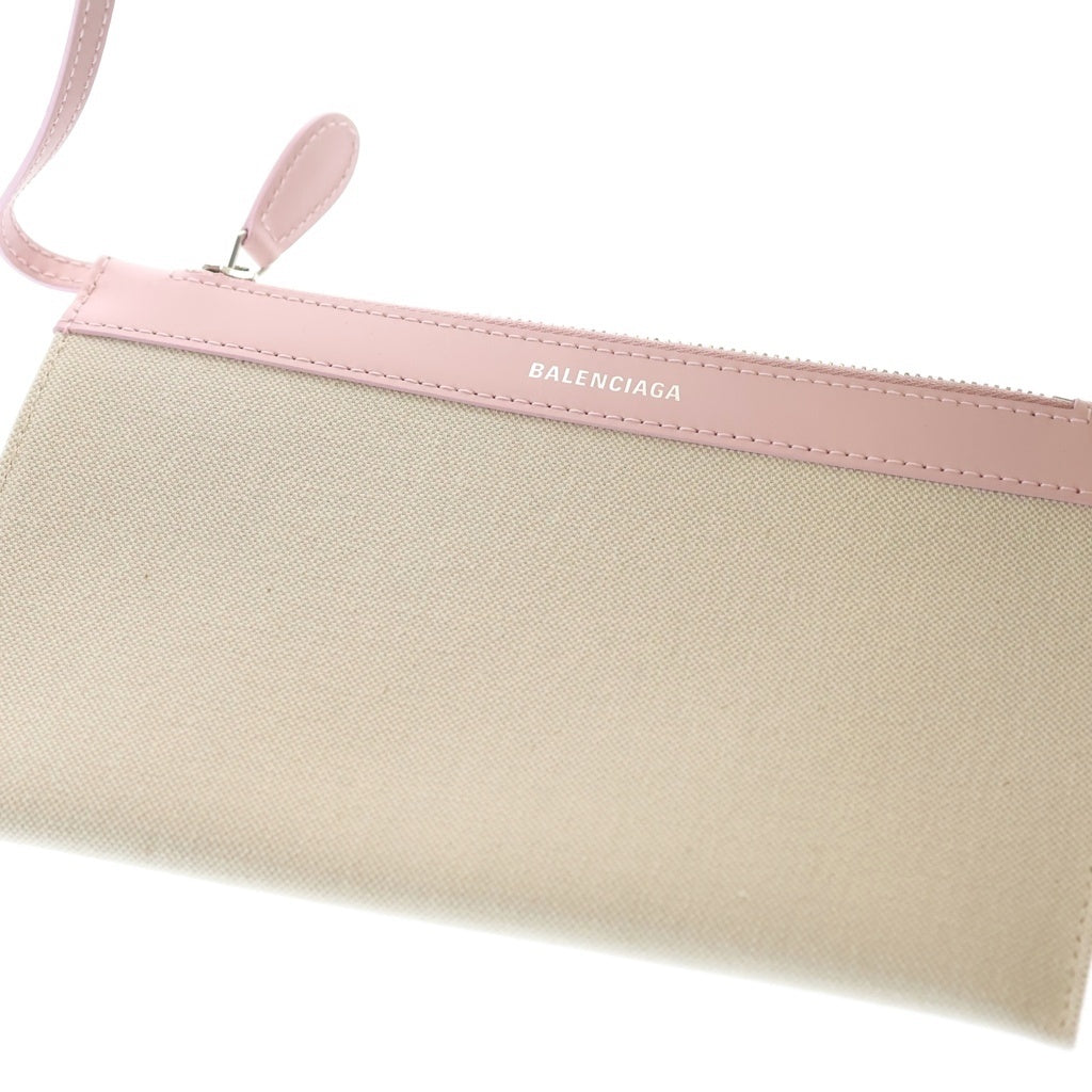 BALENCIAGA(バレンシアガ) ネイビーカバス XS ハンドバッグ トートバッグ ピンク×アイボリー キャンバス×レザー 390346 シルバー金具 レディース