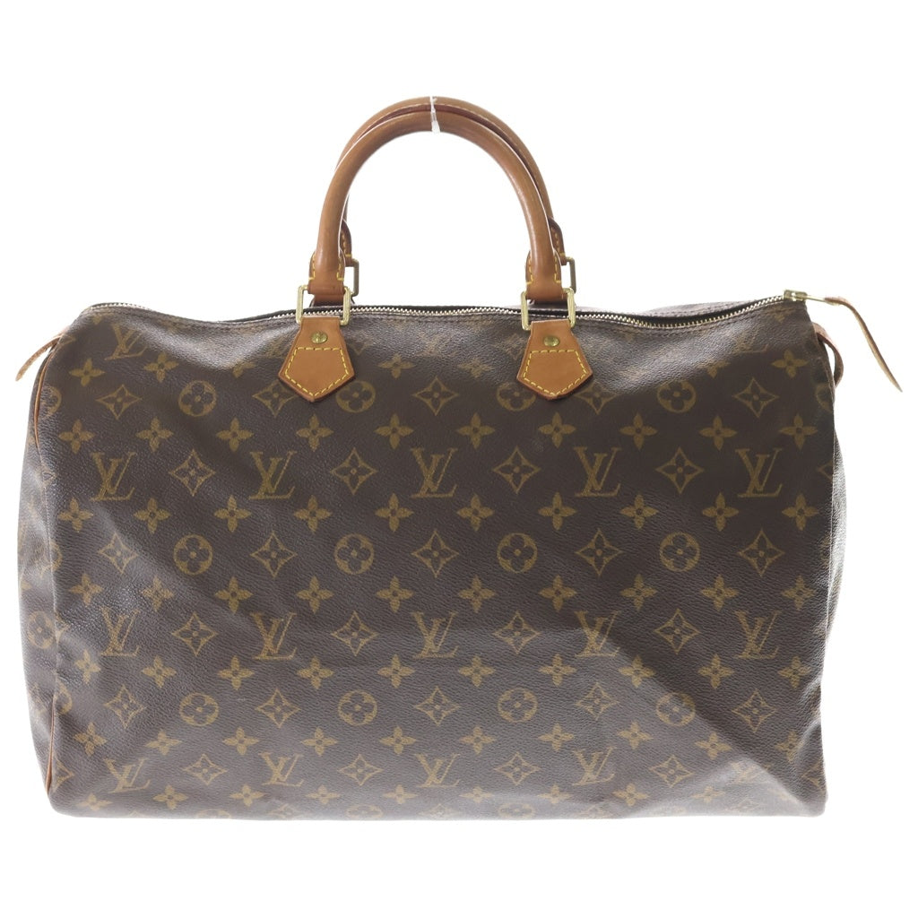 LOUIS VUITTON(ルイヴィトン) モノグラム スピーディ40 ハンドバッグ ボストンバッグ ブラウン レザー×PVC M41522 ゴールド金具 レディース